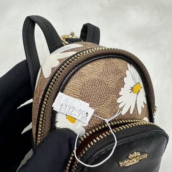 Coach Mini Court Backpack Bag Charm In Signature Canvas With Floral Print NWT - Picture 8 of 8